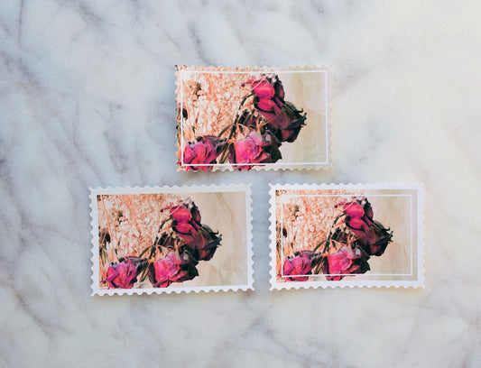 Vintage Floral Stamps No. 8 "cream & merlot"