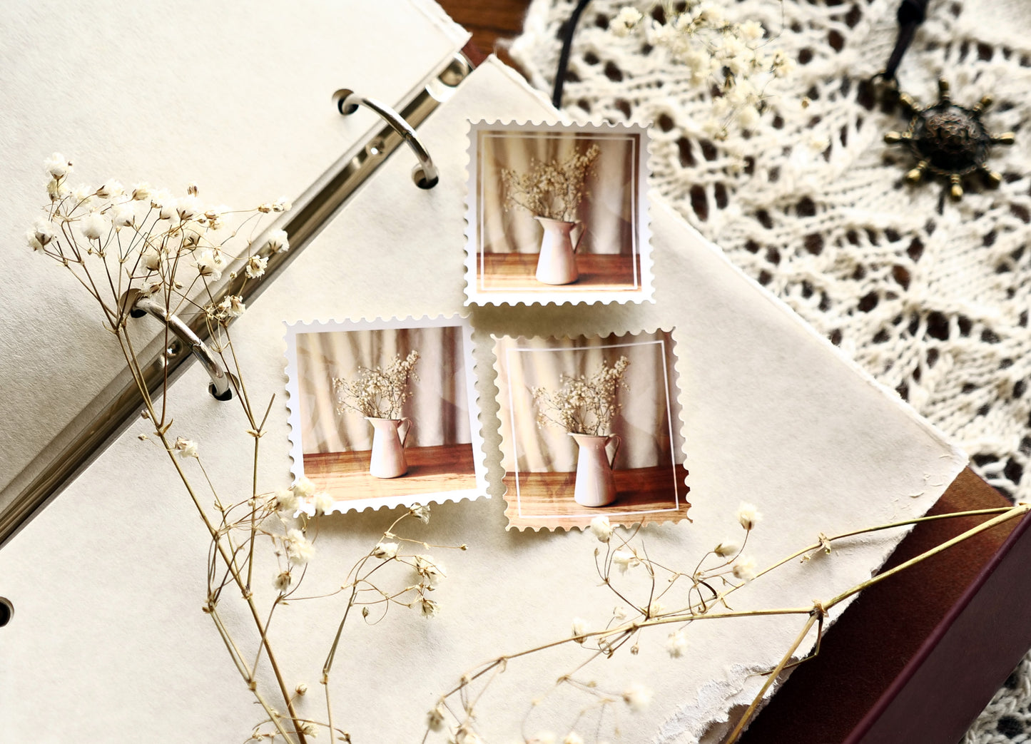 Vintage Floral Stamps No. 4 "white vase"